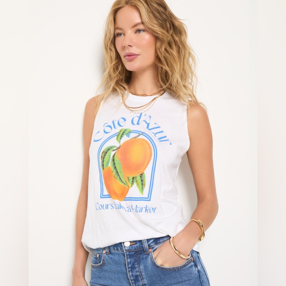 SEAS Grace Citrus Graphic Muscle Tank SZ XL
